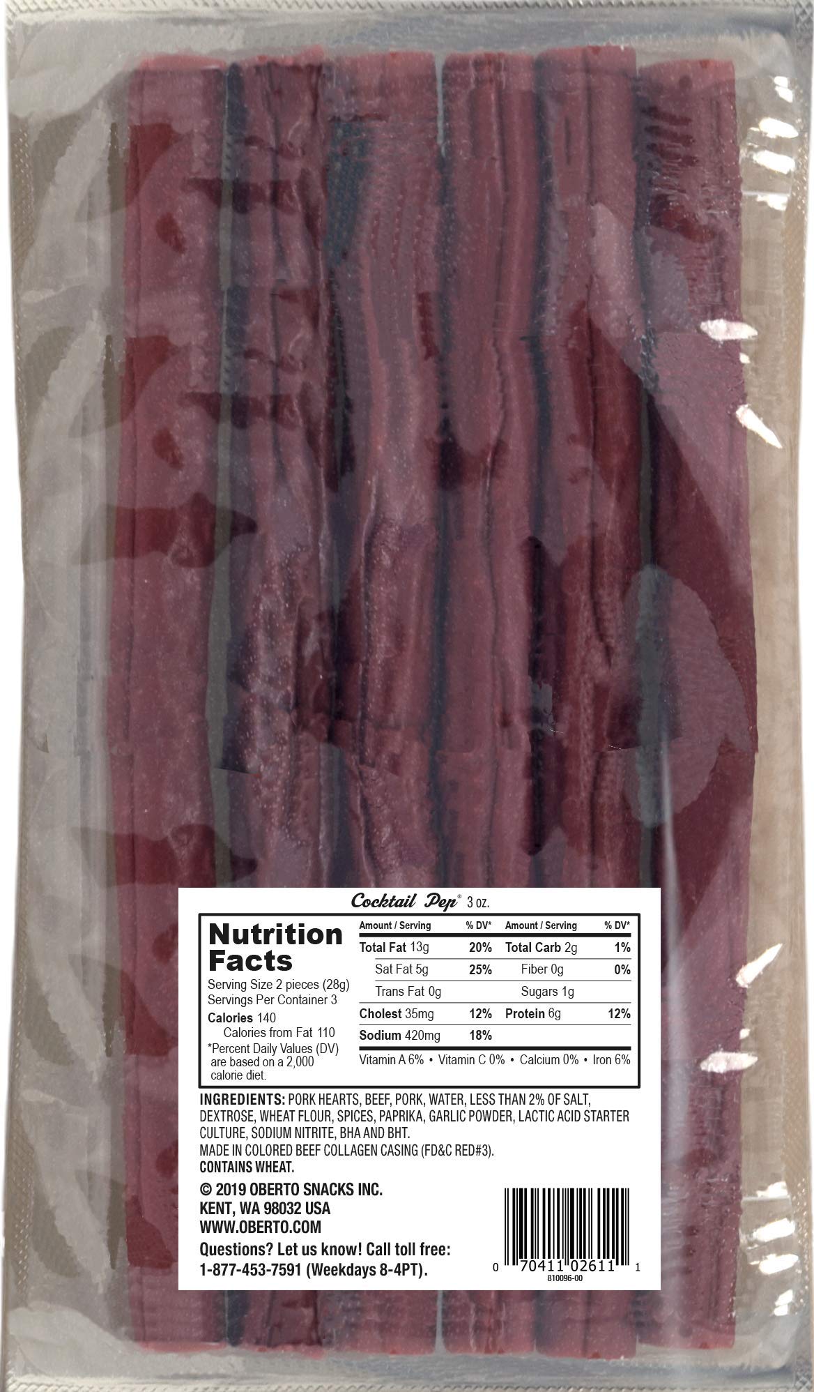 Oh Boy Oberto Classics Cocktail Pep Smoked Sausages 3 Ounce Pack of 8