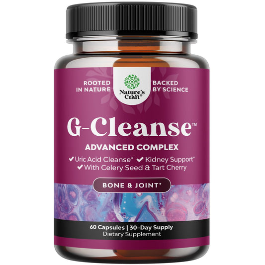 GCleanse Uric Acid Support Supplement - Uric Acid Cleanse Joint Support Supplement with Chanca Piedra Tart Cherry Celery Seed Extract and Bromelain - Herbal Liver and Kidney Cleanse Detox