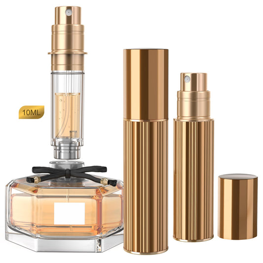 YIERSO 10ml Perfume Atomizer Travel Refillable,Bottom-Filling Fragrances Perfumes Bottle,Mini Cologne Dispenser, Portable Sprayer Pocket Size for Women Men Cruise Car Trip Gift 0.34oz (Gold)