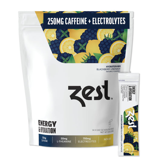 Zest Electrolyte Hydration Powder - Mix w/Water - 14 Packets - Low Sugar Liquid Enhancer (1 Pack (14 Powder Sticks), BlackBerry Lemonade (Energy & Hydration))