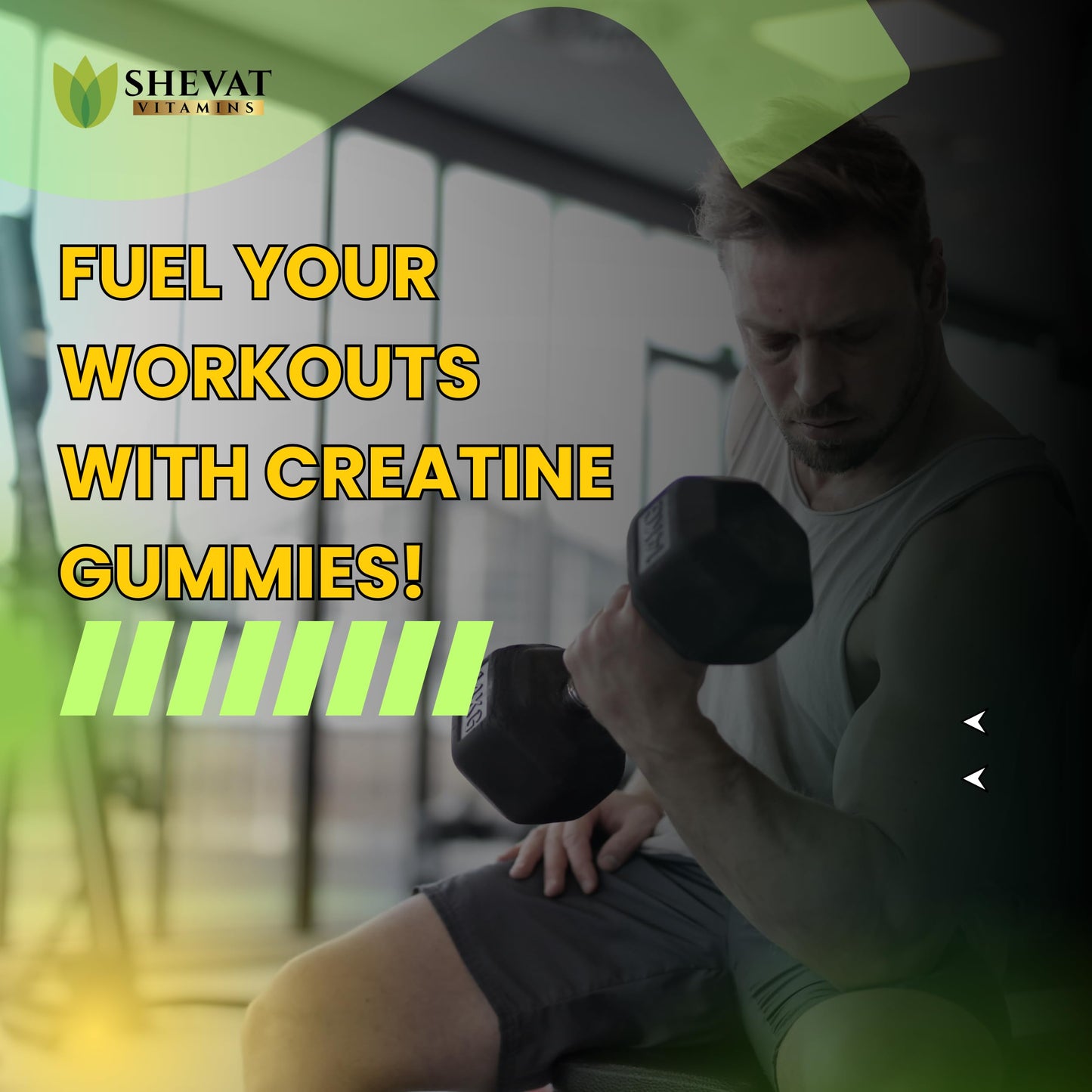 SHEVAT VITAMINS Premium Creatine Gummies for Men & Women - Supports Muscle Growth, Recovery & Performance - 40 Chewable Gummies with Fast Absorption & No Melting Formula
