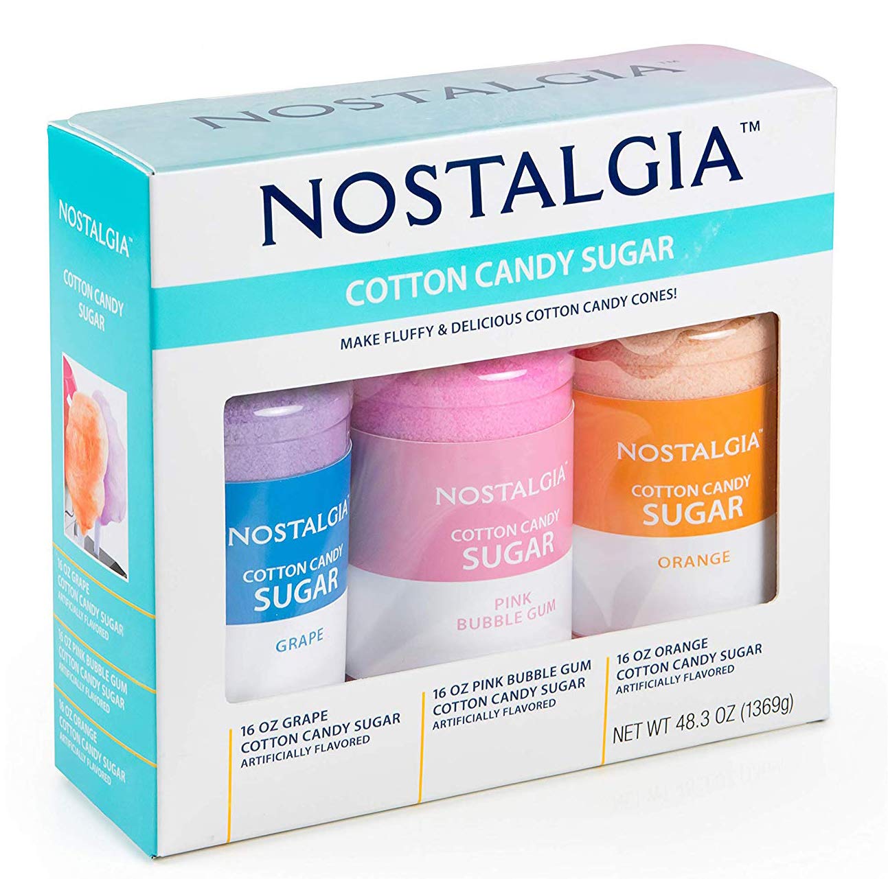 Nostalgia Cotton Candy Flossing Sugar Grape Pink Bubble Gum Orange 48 Ounces