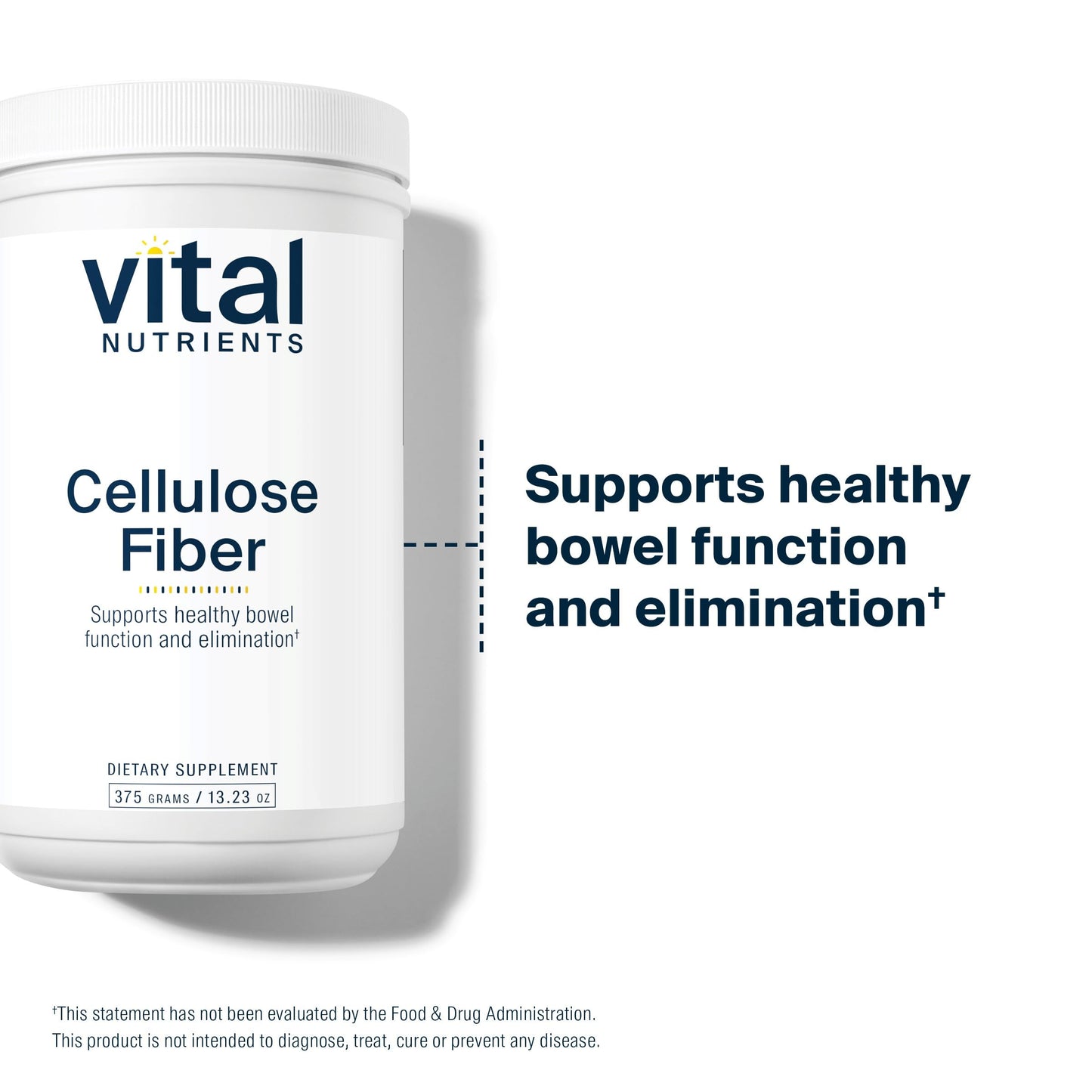 Vital Nutrients Cellulose Fiber Powder | 375g Cellulose Insoluble Fiber Powder | Fiber Supplement Powder Supports Healthy Bowel Function | Gluten, Dairy, Soy Free | Non-GMO | 60 Capsules
