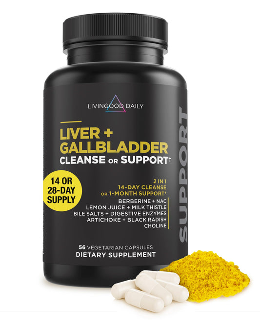 Livingood Daily Liver & Gallbladder Cleanse, 56 Vegetarian Capsules - Gallbladder Supplement with Ox Bile Powder Supports Digestion - Promotes Liver Function - Non-GMO, Gluten-Free & Allergen-Free