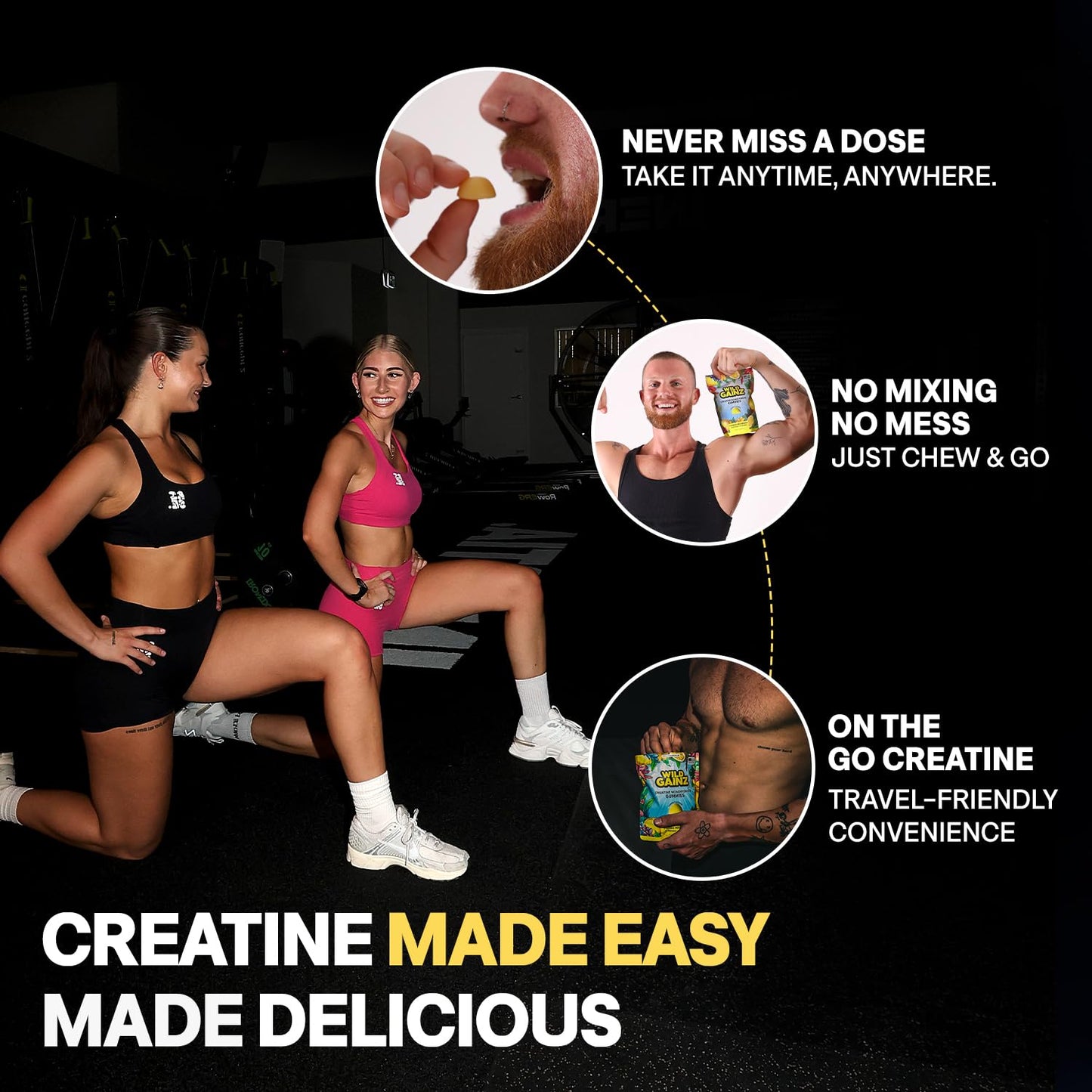 Creatine Monohydrate Gummies for Men & Women 5g - Made in USA, Potency Tested, Vegan, Supports Muscle Growth, Strength & Cognitive Function, Non-GMO Gluten-Free lemon flavored Creatine Chews 150 Gummy