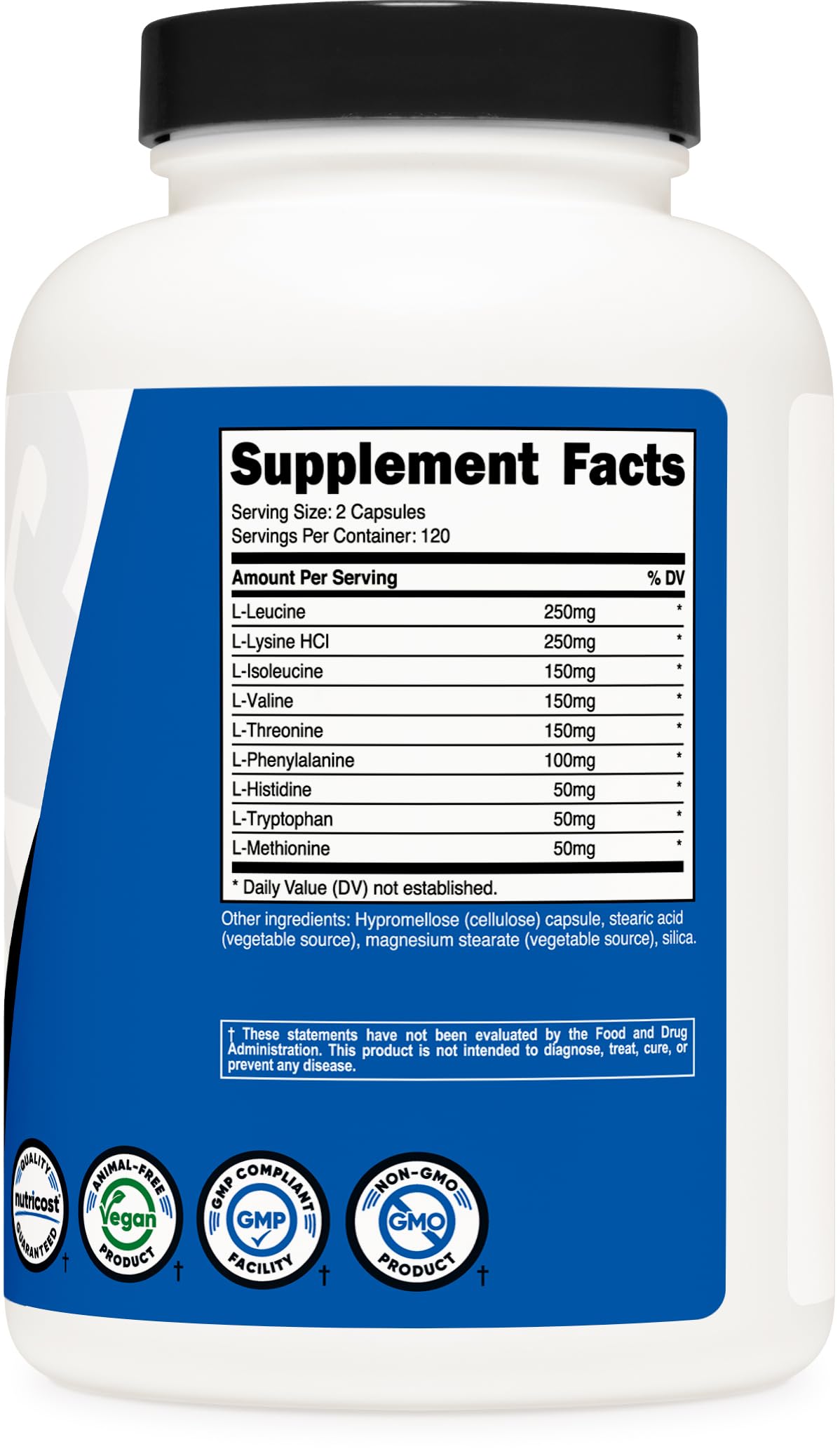 Nutricost EAA Capsules 1200mg, 240 Capsules - Essential Amino Acids, 120 Servings - Non-GMO, Gluten Free & Vegan