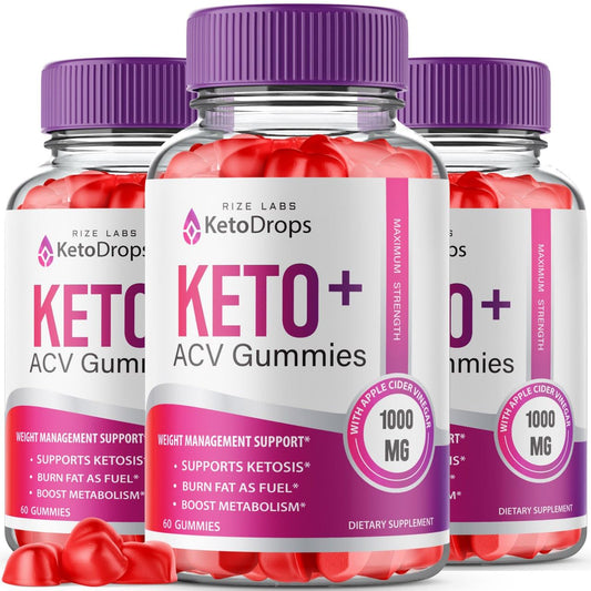 rize labs (Pack of 3 Keto Drops Keto+ACV Gummies for Weight Health, Advanced KetoDrops Gomitas Reviews Vitamin B12, B6 (180 Gummies)