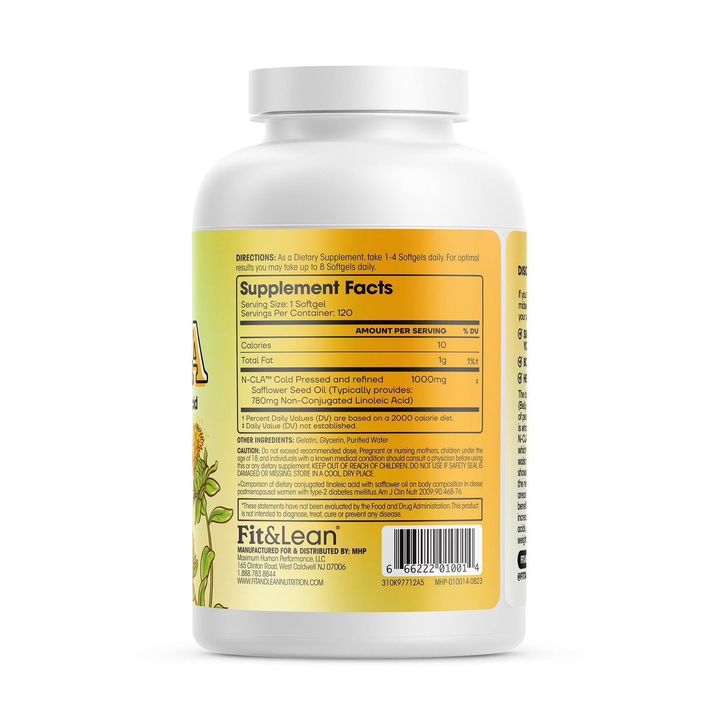 Fit & Lean N-CLA, Weight Loss Supplement, Reduces Belly Fat Better Than CLA, Boost Metabolism, Supports Lean Muscle, Stimulant Free, Non Conjugated Linoleic Acid, 120 Servings (Packaging May Vary)
