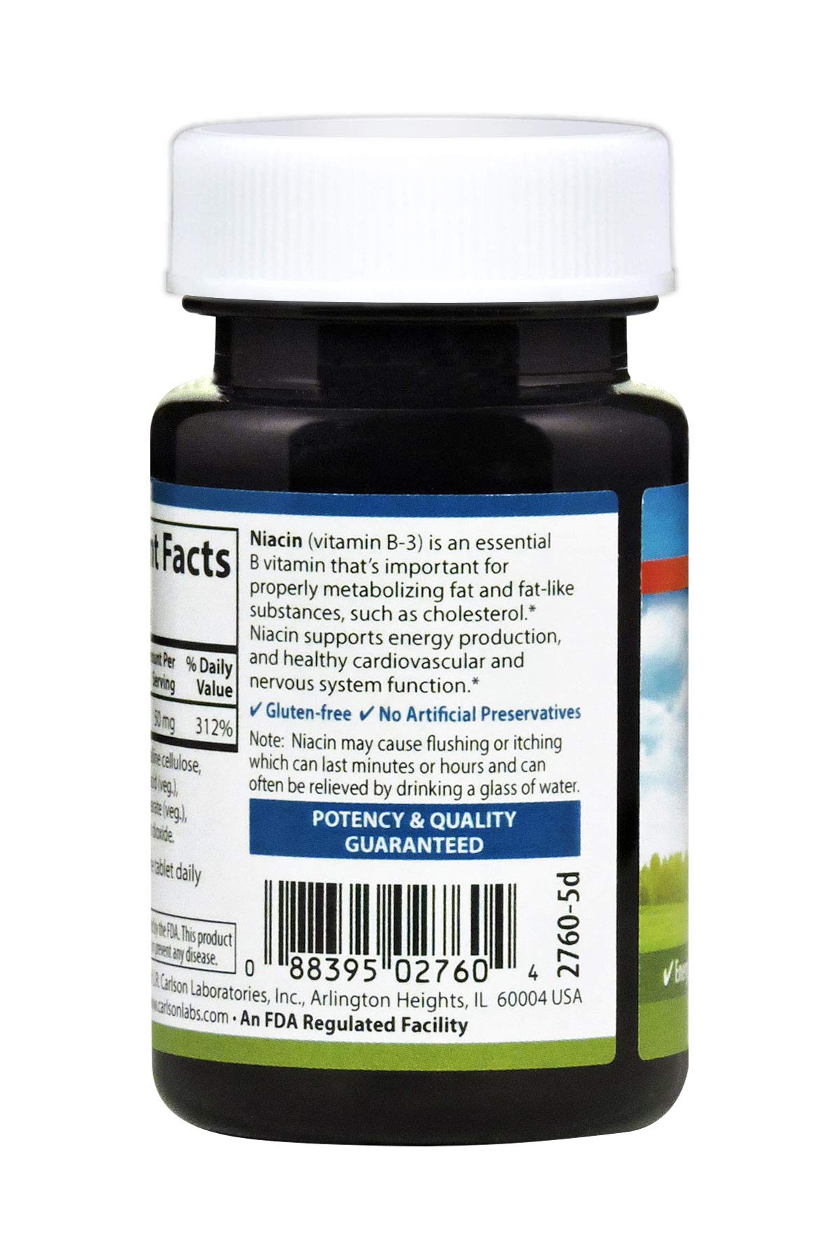 Carlson - Niacin, 50 mg, Supports Cholesterol Metabolism, Energy Production, Heart Health, Nerve Function, 100 Tablets