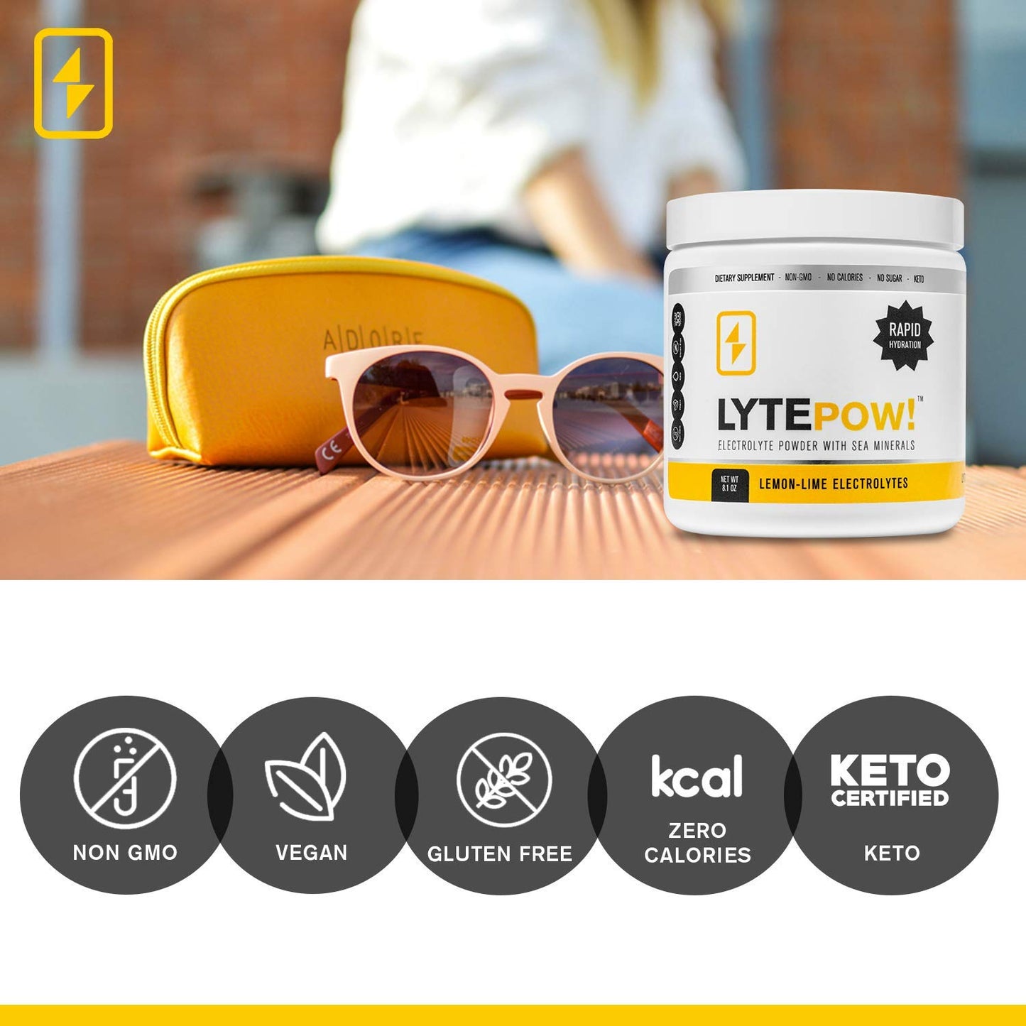 LytePow Electrolytes Powder with Sea Minerals - Lemon-Lime Hydration Supplement - 90 Servings - Non-GMO, No Calories, or Sugar - Delicious Keto Replenishment Drink Mix - Perfect for Exercising