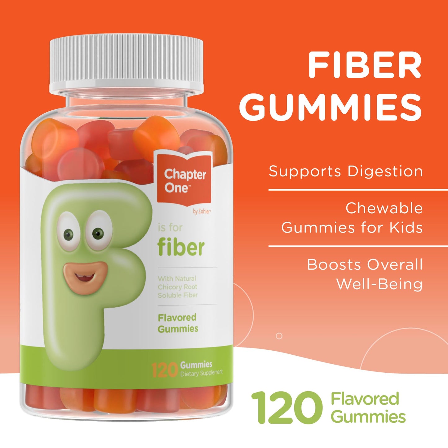 Zahler - Fiber Gummies for Adults & Kids (120 Count) Certified Kosher Adult & Kids Fiber Gummy Chews for Digestion Support, Healthy Regularity & Overall Health - Chewable Children's Fiber Supplements