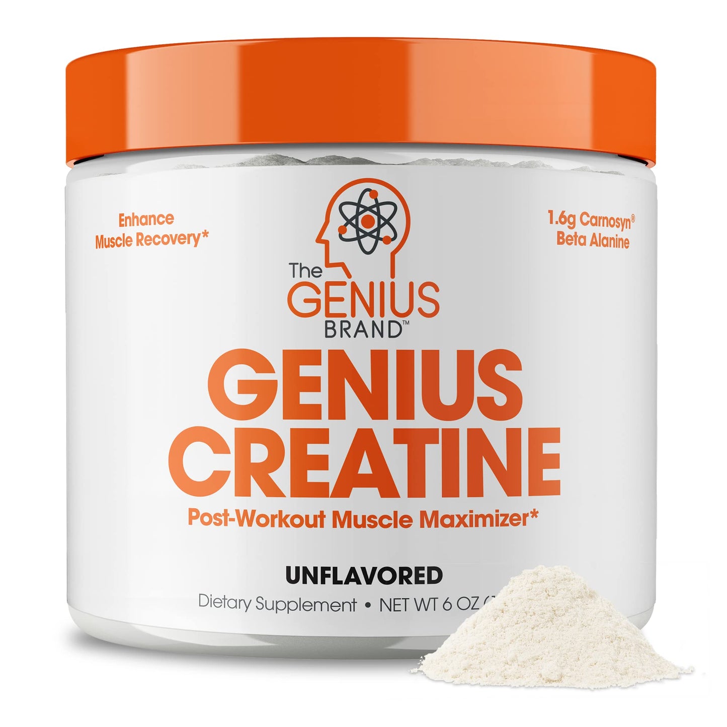 Genius Micronized Creatine Monohydrate Powder, Post Workout Supplement, Unflavored - 100% Naturally Flavored & Sweetened - Supports Muscle Building, Cellular Energy & Cognitive Function - 170g