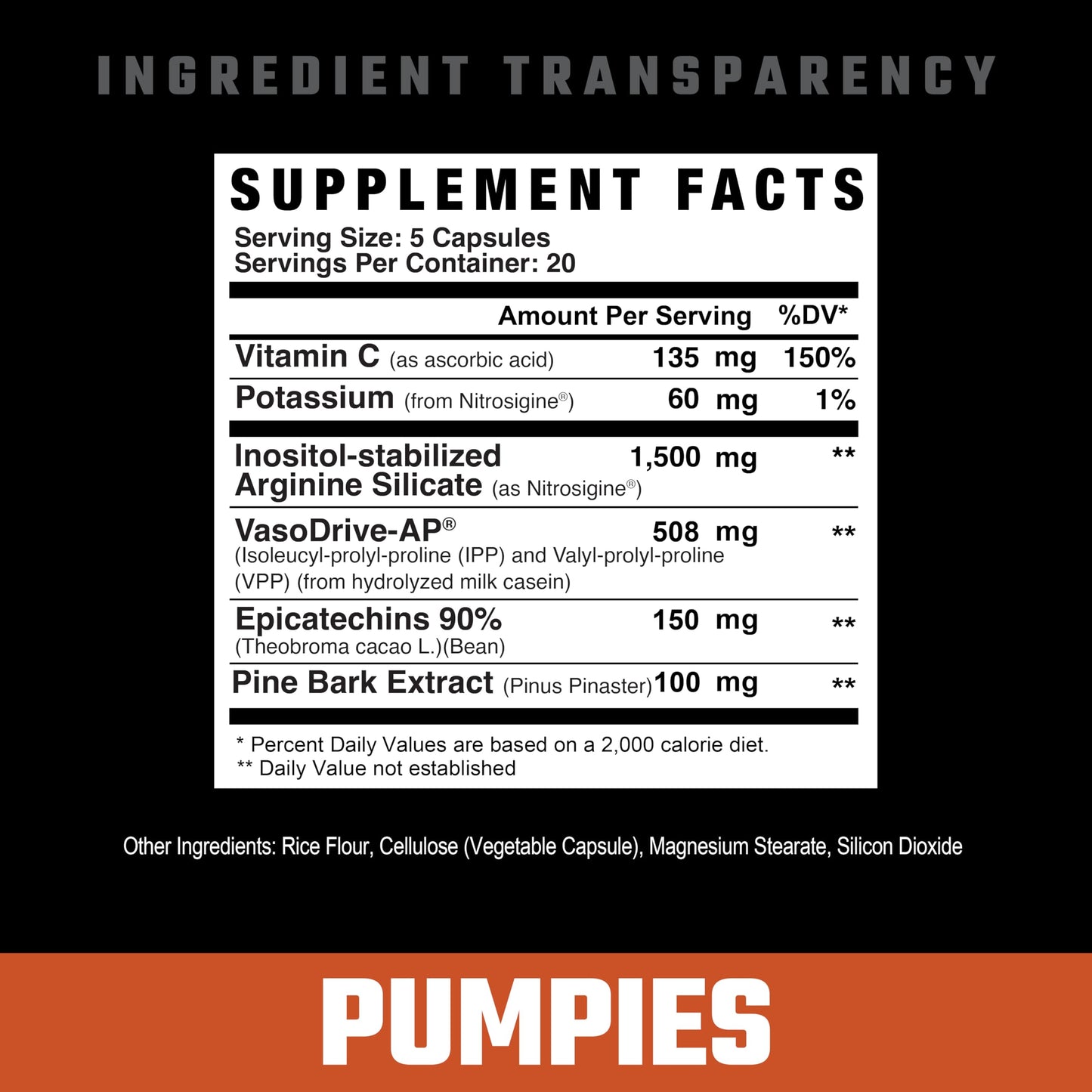 Axe & Sledge Supplements PUMPIES Nitric Oxide Booster with VasoDrive-AP and Nitrosigine, Increase Pumps, Performance, and Recovery, 20 Servings, 100 Capsules