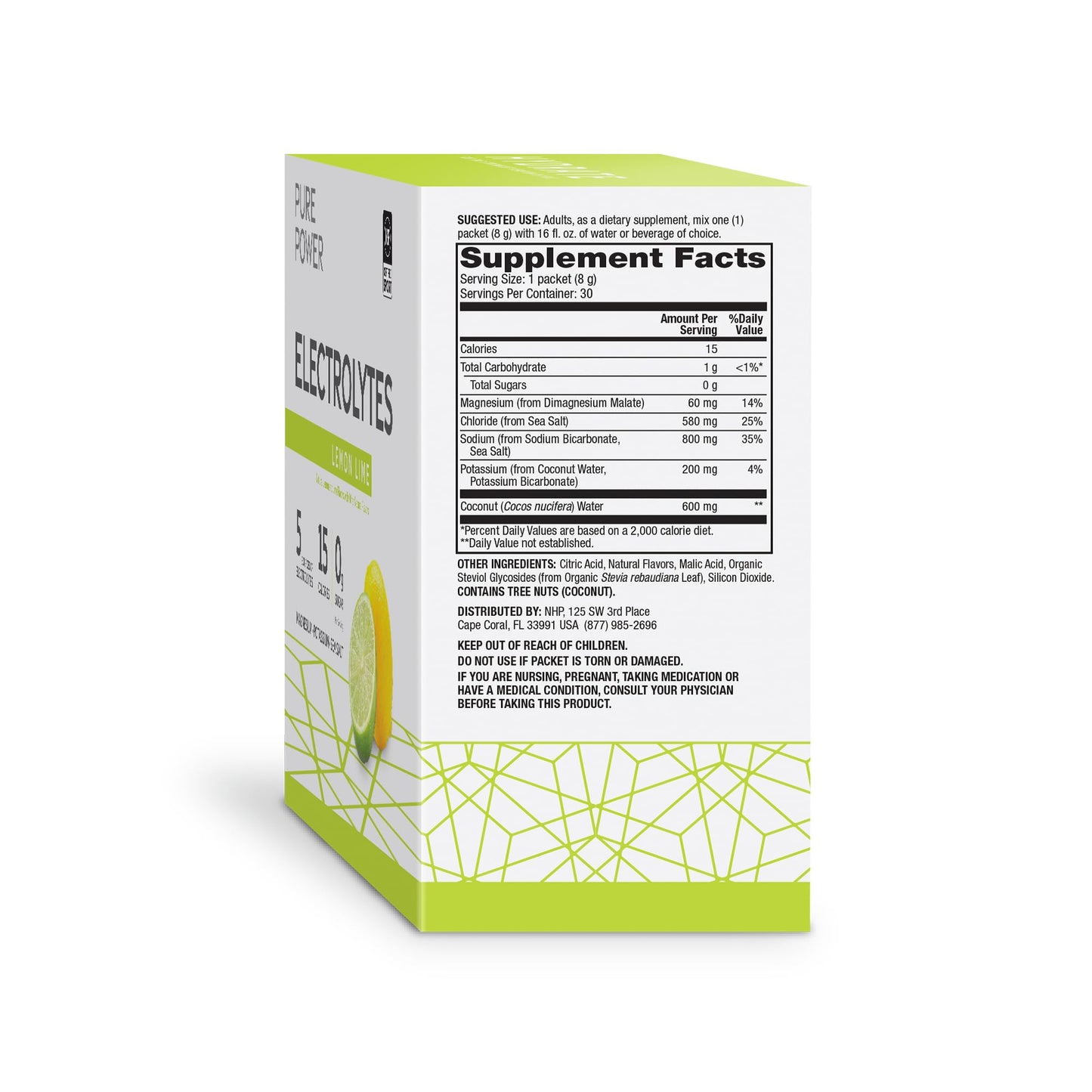 Dr. Mercola Pure Power Electrolytes, Lemon Lime, 8.5 oz (240 g), 30 Servings (30 Packets), 15 Calories and 0g Sugar Per Serving