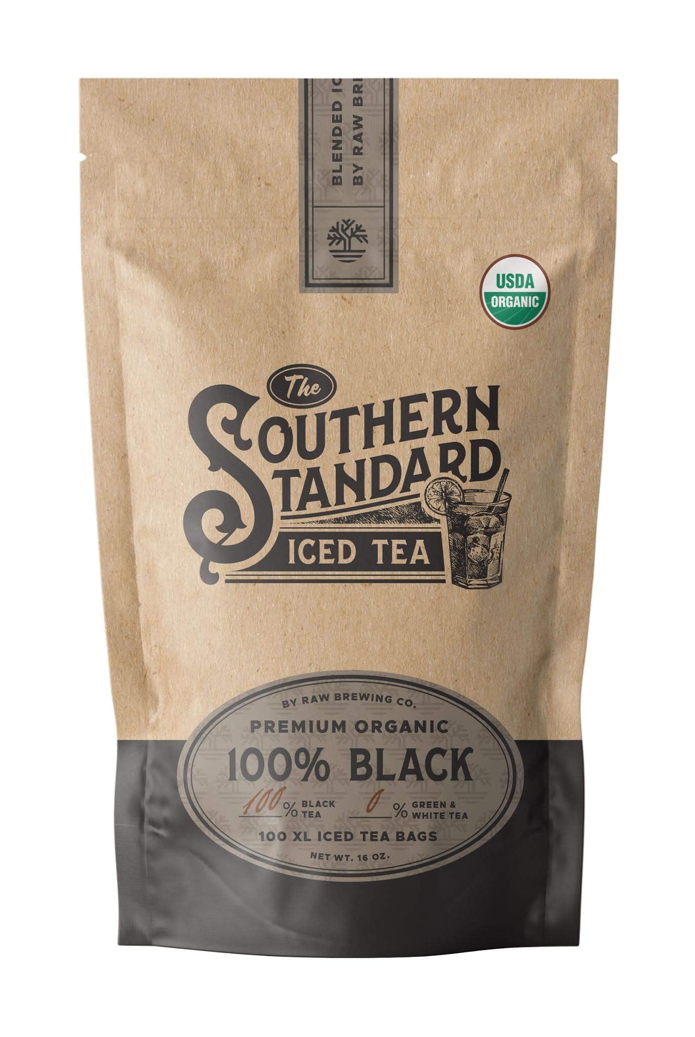 The Southern Standard  Premium Organic Iced Tea Bags  100 Black Blend 50 XL Bags 12 Pound Makes 25 Gallons