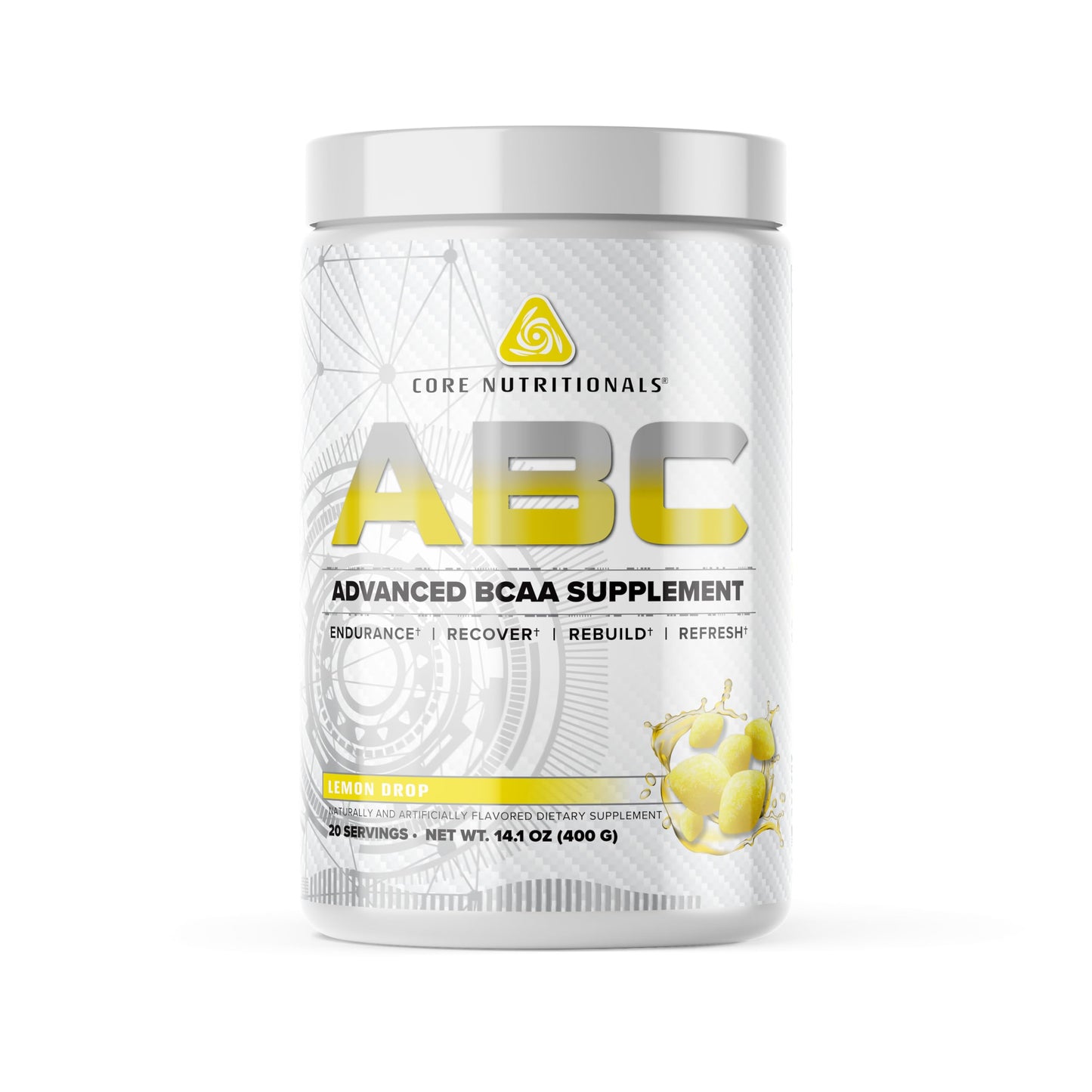 Core Nutritionals Platinum ABC Advanced Intra-Workout BCAA Supplement with 2.5 G Glutamine, Beta Alanine, Citrulline Malate, 20 Servings (Lemon Drop)