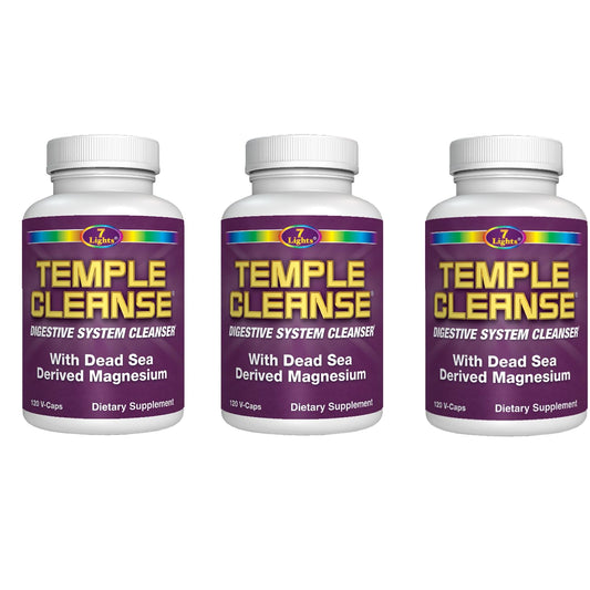 7 Lights Temple Cleanse|3-Pack Special, Magnesium, Oxygen-Based Colon Cleanse Detox, Relieves Occasional Constipation with No Gas or Bloating, Body Detox and Cleanse for Women & Men