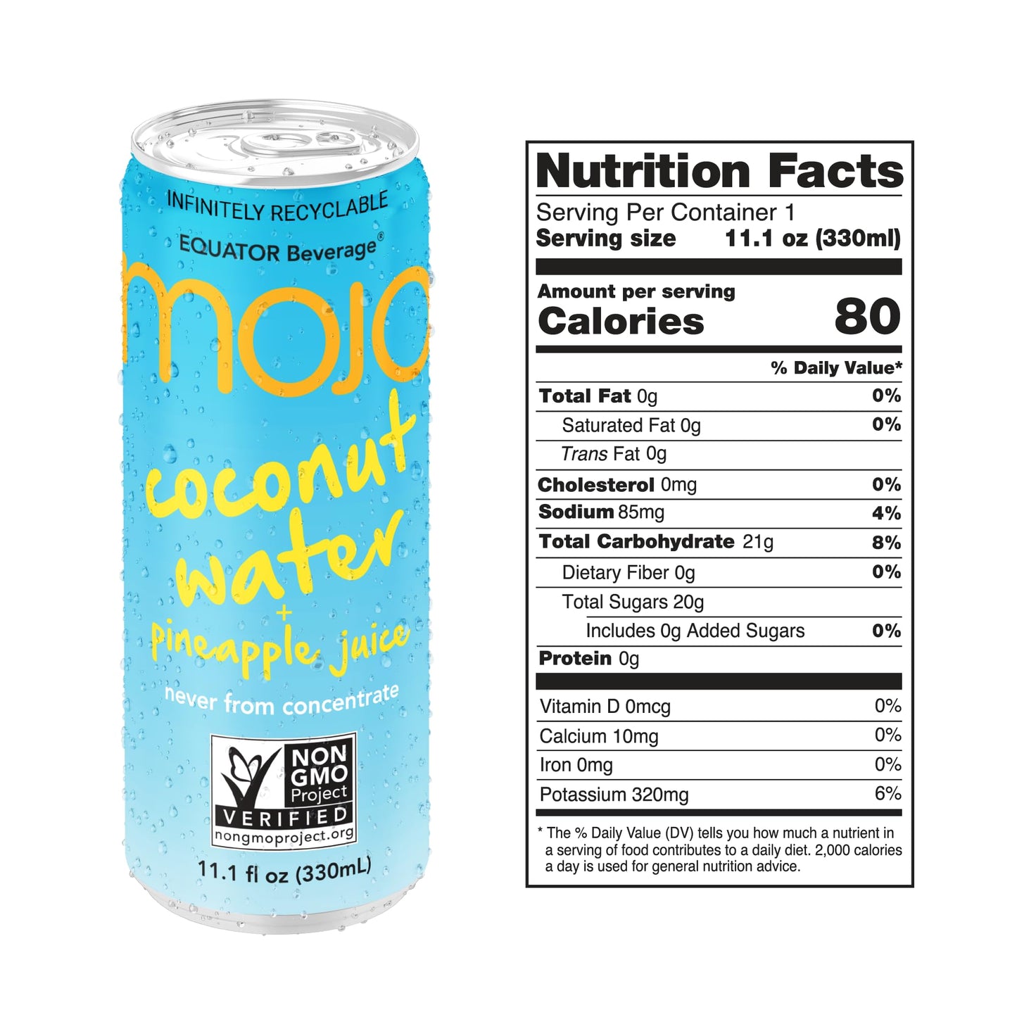 MOJO Coconut Water  Pineapple Juice  Hydration Drink  Sports Drink  Electrolytes Beverage 1043 mg  Vitamin B  C  Hydration Drink for Skin  Body  111 Oz Pack Of 12