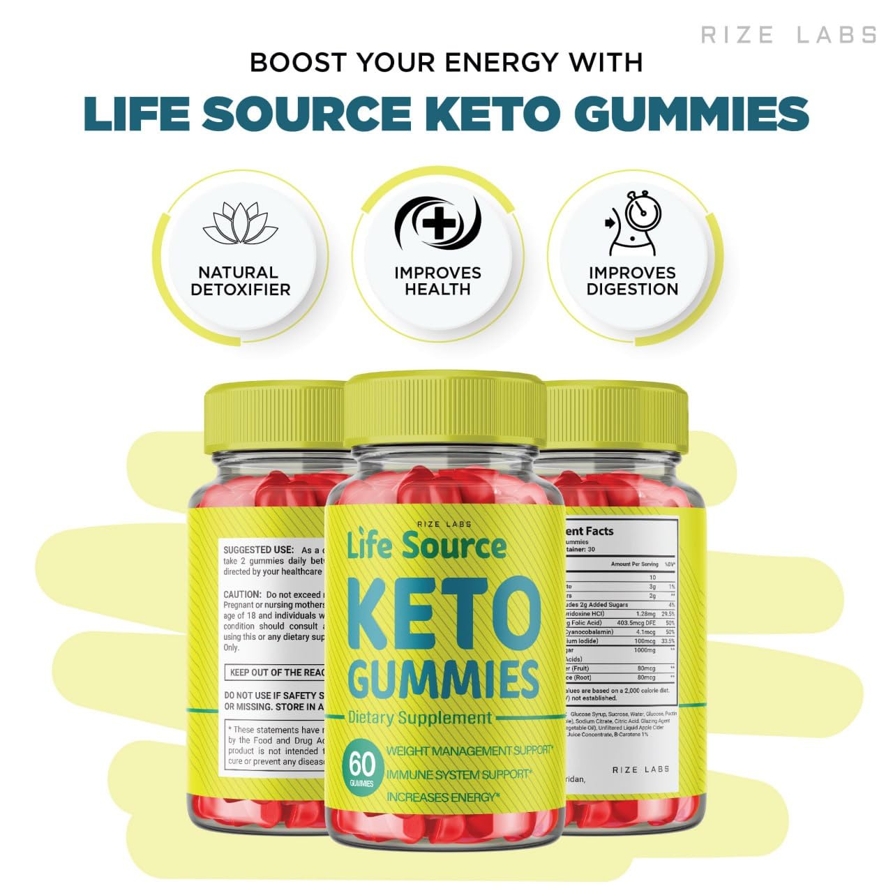 rize labs - Life Source Keto ACV Gummies for Advanced Weight Loss with Apple Cider Vinegar, Supplement Helps in Reducing Belly Fat (60 Gummies)
