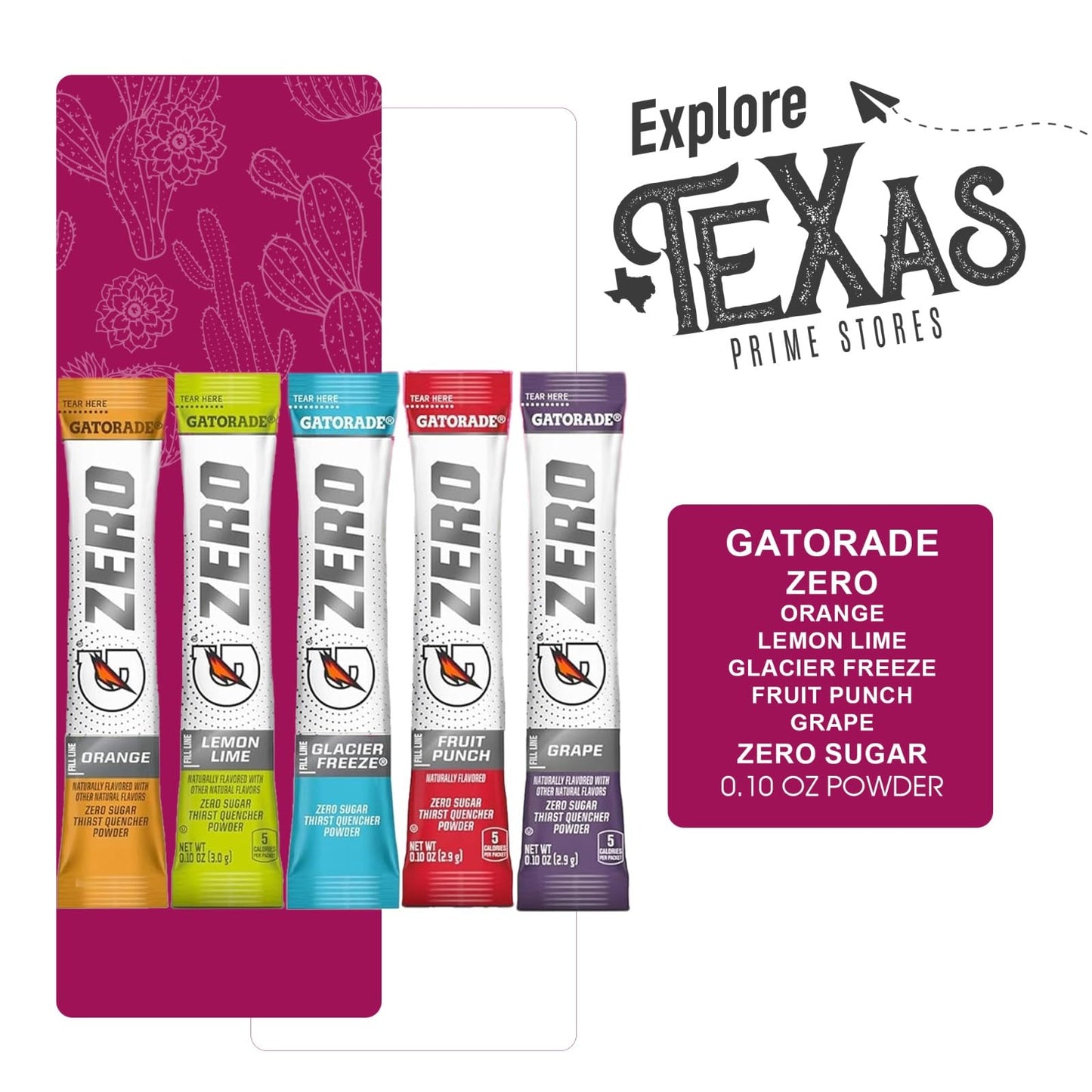 Gatorade ZERO Collection 50- Count of Thirst Quencher Electrolyte Enhanced Sports Drink Powder 0.10oz Packet