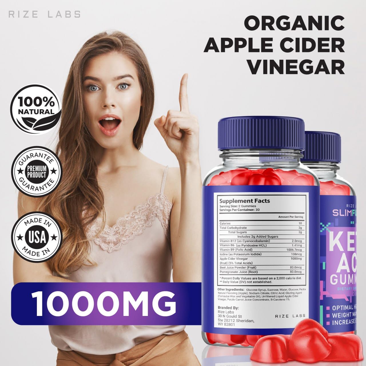 rize labs (Pack of 2 Slim Fusion Keto ACV Gummies Advanced Weight Loss, Optimal Health Support, Increase Energy Levels (120 Gummies)
