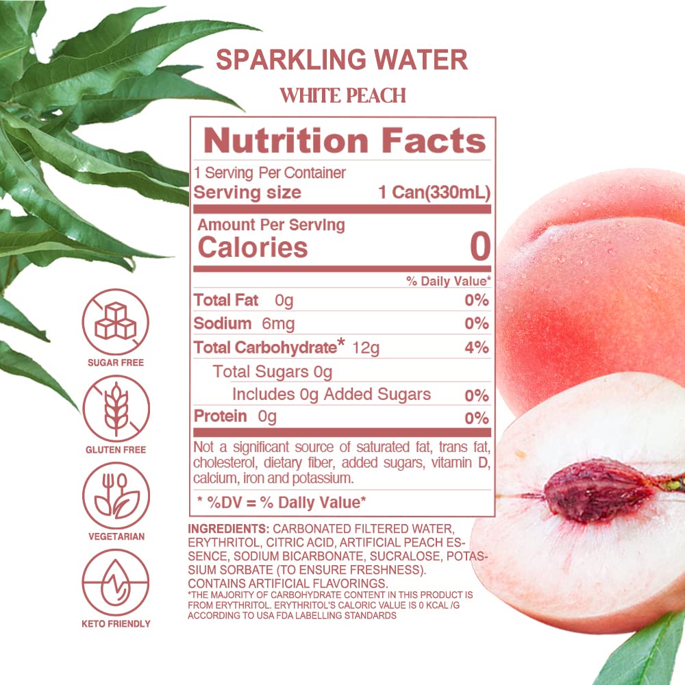 CHI FOREST White Peach Sparkling Water 1115 oz 24 0 Sugar 0 Calories