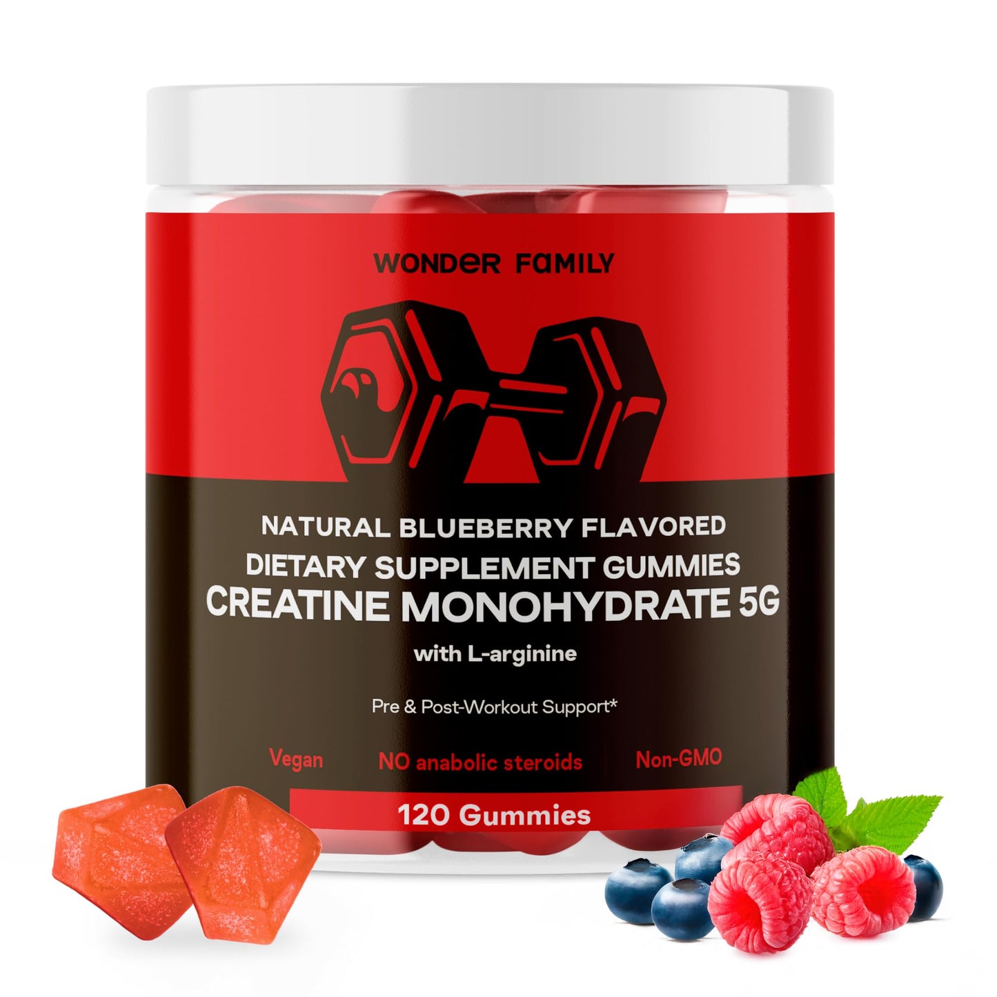 Creatine Gummies 5g with B6 & B12 - Muscle Growth & Recovery Support - Chewable Creatine Monohydrate for Men & Women - 120 Tasty Gummy Supplements