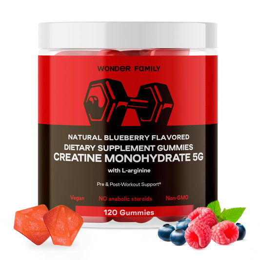 Creatine Gummies 5g with B6 & B12 - Muscle Growth & Recovery Support - Chewable Creatine Monohydrate for Men & Women - 120 Tasty Gummy Supplements