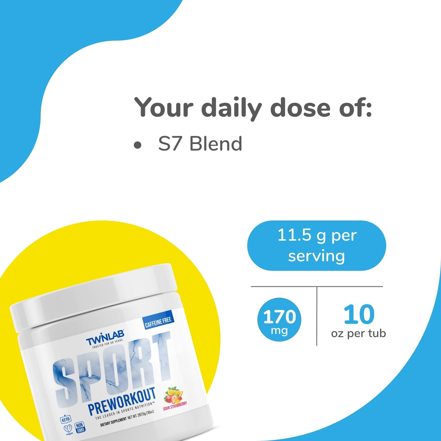 Twinlab Sport Pre-Workout, Strawberry, 10 Oz - 25 Servings, Pack of 2