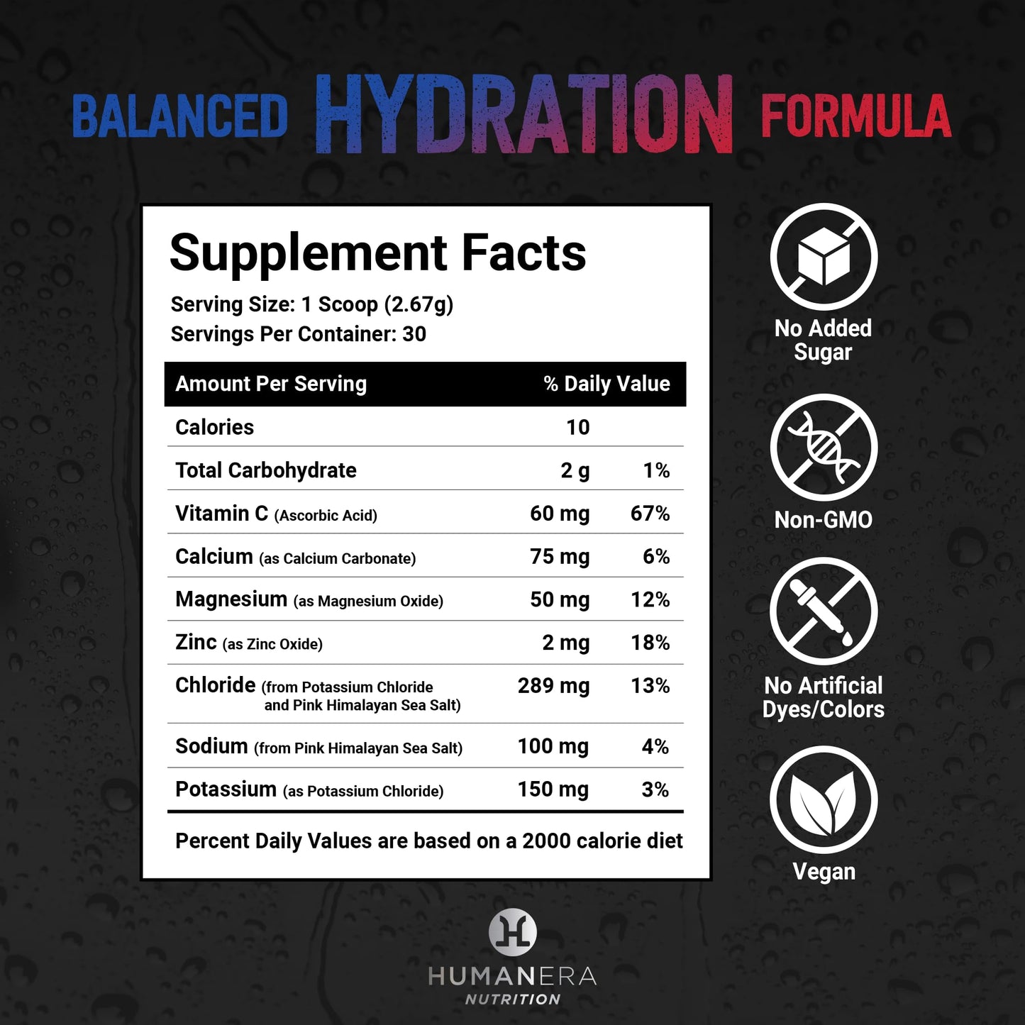 HumanEra Electrolyte Powder Hydration Mix - Blue Raspberry, 30 Servings - No Sugar Electrolyte Powder with Himalayan Sea Salt & Stevia - Drink Mix with Vitamins & Trace Minerals for Hydration