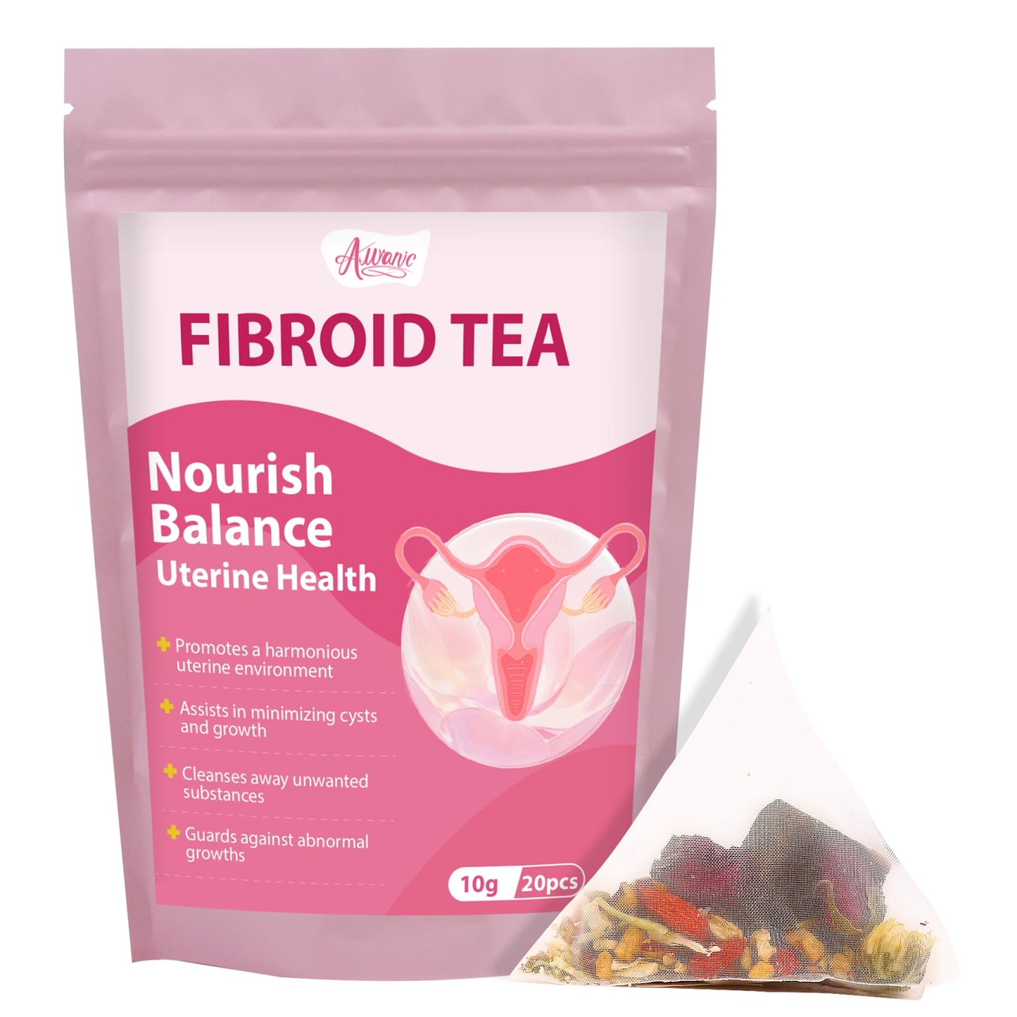 Auranic Fibroid Tea to Shrink Ovarian Cysts, Natural Remedy for Women Get Pregnant Fast, Womb Detox & Uterus Cleanse, Regulate Menstural Cycle, Female Fertility Hormone Balance Herbal Tea