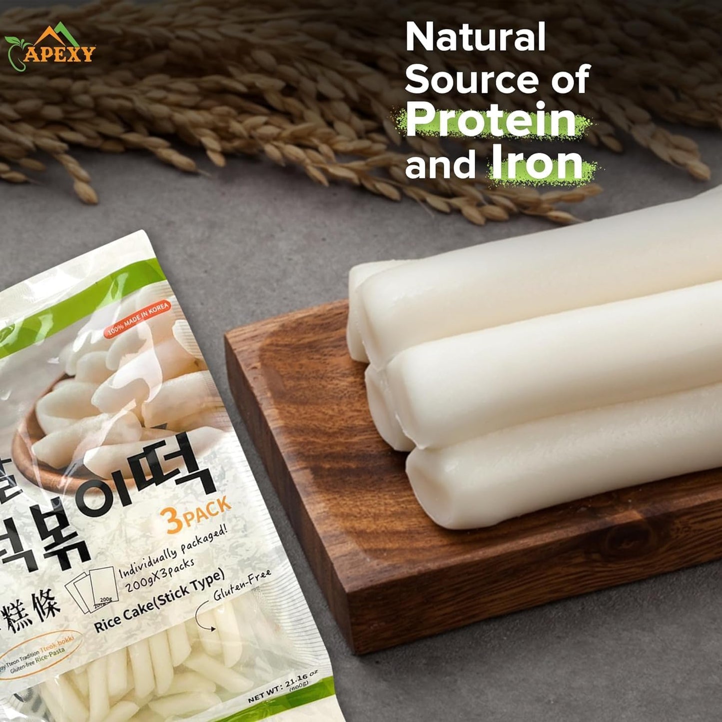 Apexy Korean Rice Cake Tteokbokkik Rice Cake Chewy Tteok Authentic Korean Street Food Snack Perfect with Cheese and Ramen Noodles No MSG No Corn Syrup Vegan and Gluten Free NonGMO 2116 oz