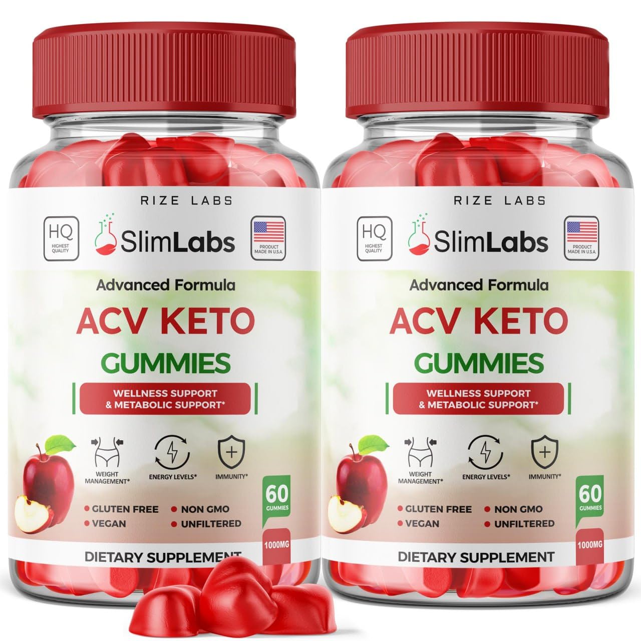 rize labs - - Slim Labs ACV Keto Gummies for Wellness and Metabolic Support - Weight Loss Gummies - Belly Fat Diet (120 Gummies)