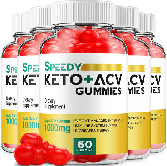 (5 Pack) Speedy Keto ACV Gummies - Advanced Formula Speedy Keto Plus ACV Gummies Apple Cider Vinegar Speedy ACV Dietary Supplement Men Women (300 Gummies)