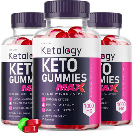rize labs - Ketology Keto ACV Gummies - Advanced Apple Cider Vinegar Gummies (180 Gummies) (Pack of 3)