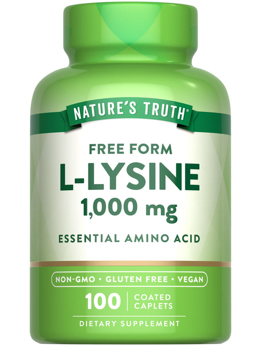 Nature's Truth L Lysine 1000mg | 100 Coated Caplets | Essential Amino Acid | Vegan, Non-GMO, & Gluten Free Supplement