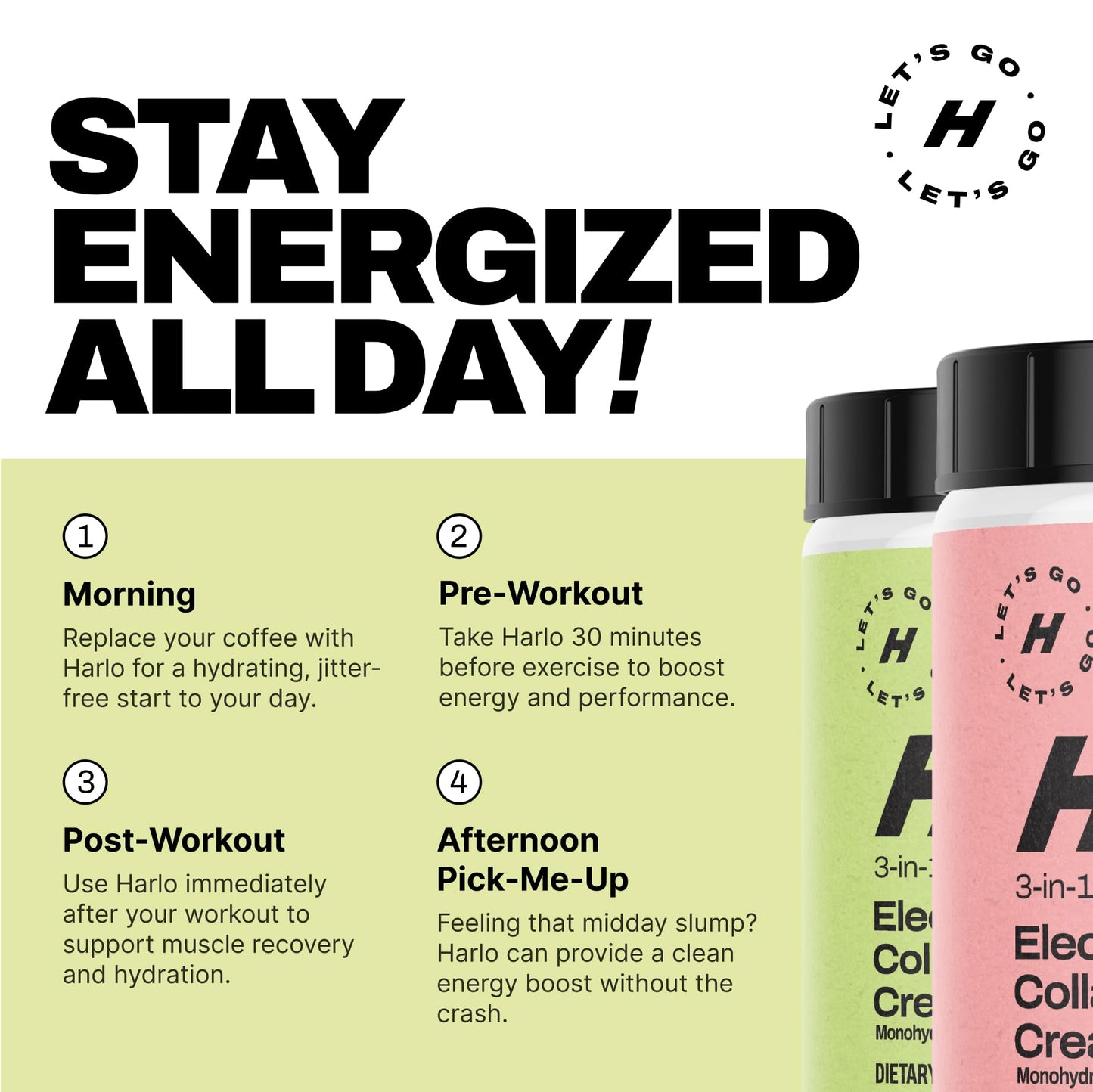 Harlo - Collagen & Creatine Electrolyte Drink Mix - Grapefruit Salt Flavor - Hydrating Pre & Post Workout Powder - Supports Skin, Joints & Muscle Recovery - Sugar-Free Energy Boost