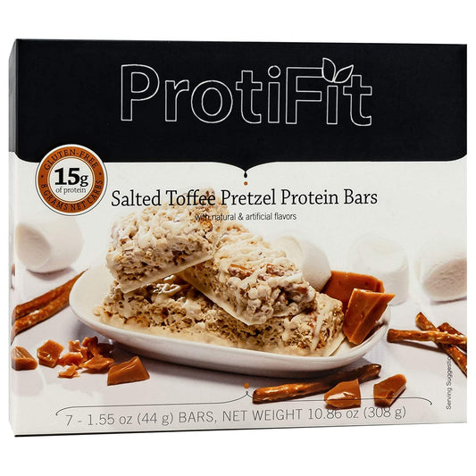 Proti Fit - Low Calorie Snack Bar for Healthy Diets, 15g Protein, Low Carb, Low Sugar, 7 Servings Per Box (Salted Toffee)