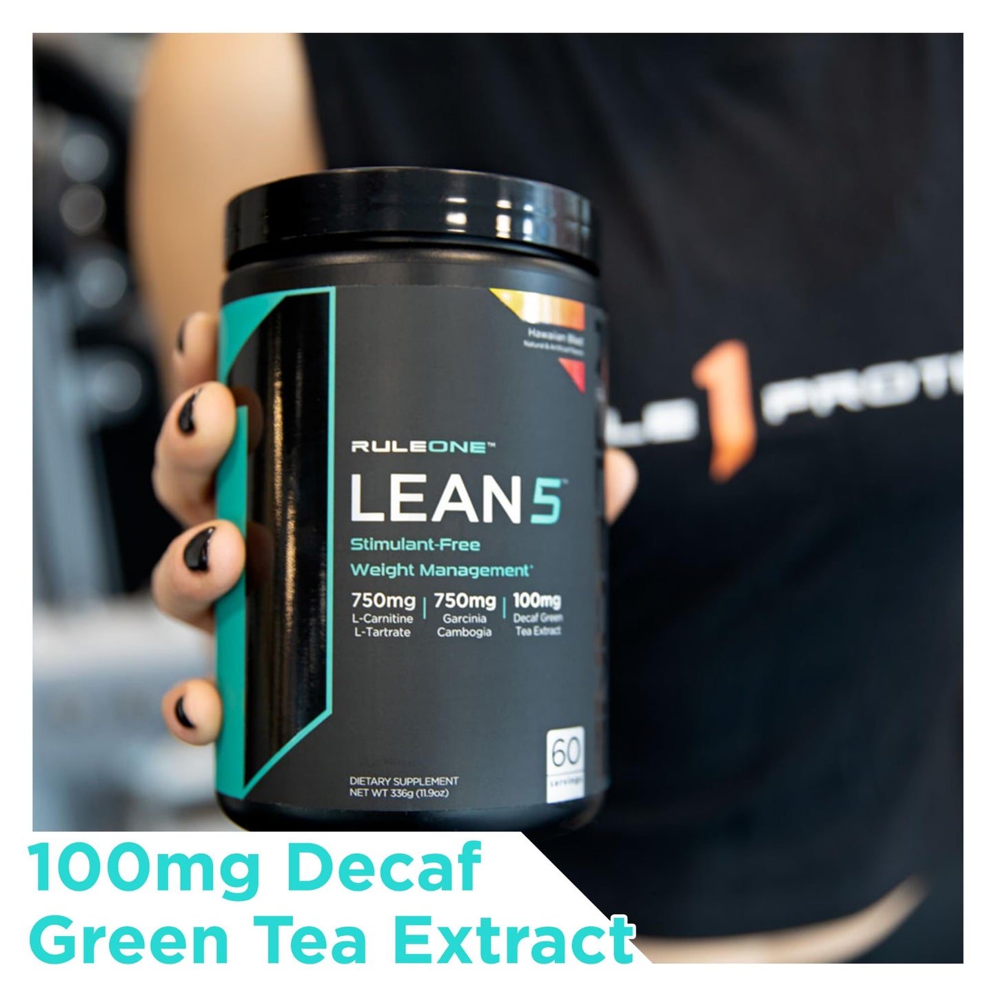 Rule 1 R1 Lean5, Blue Razz Lemonade - 11.9 oz - Stimulant-Free Formula with CLA, Garcinia Cambogia Extract & Carnitine - 60 Servings