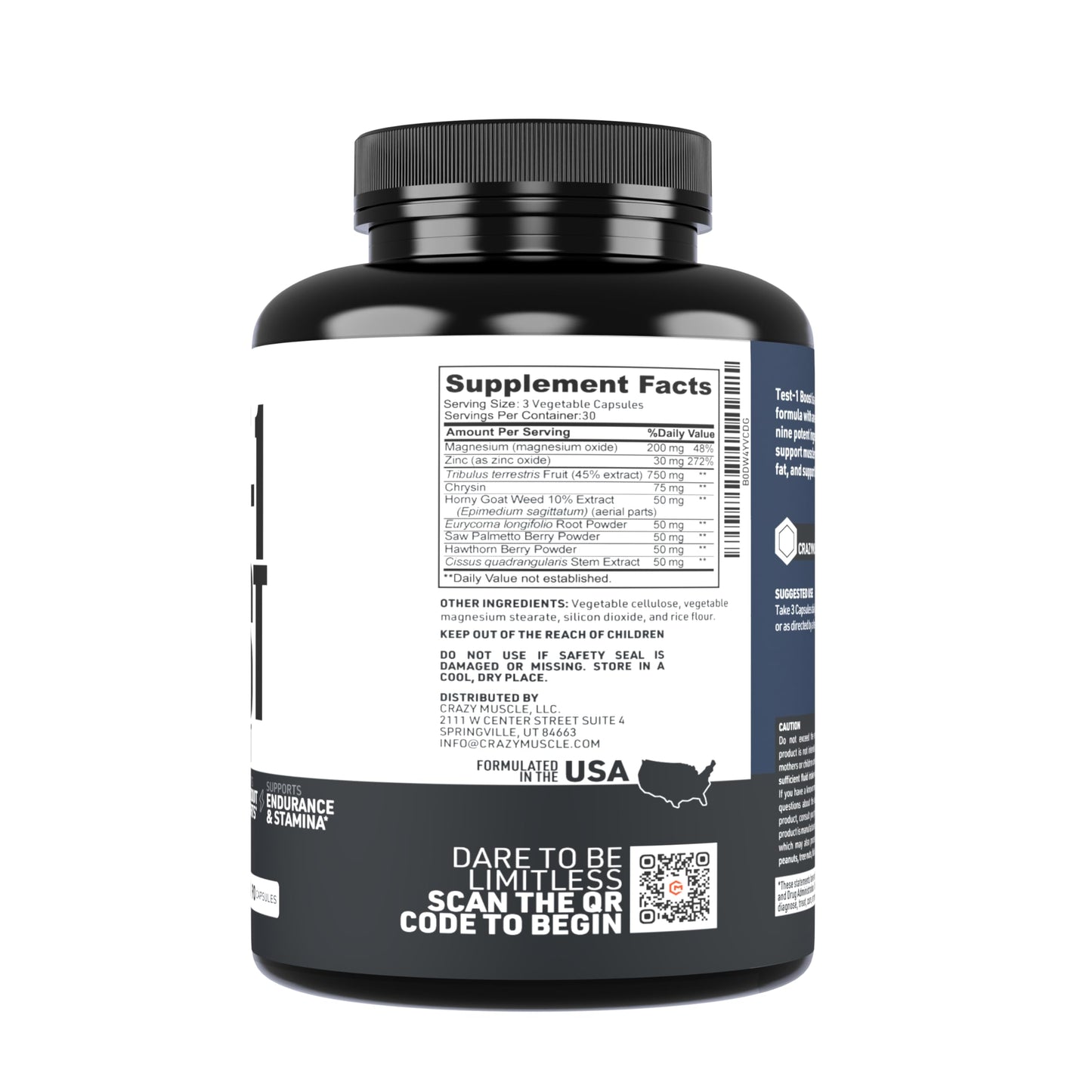 Crazy Muscle Testosterone Booster for Men and Women (over 1,300mg per capsule) to Increase Low Testosterone Levels by Crazy Muscle - Reverse The Effects of Low Test on Muscle and Fat - 90 Pills