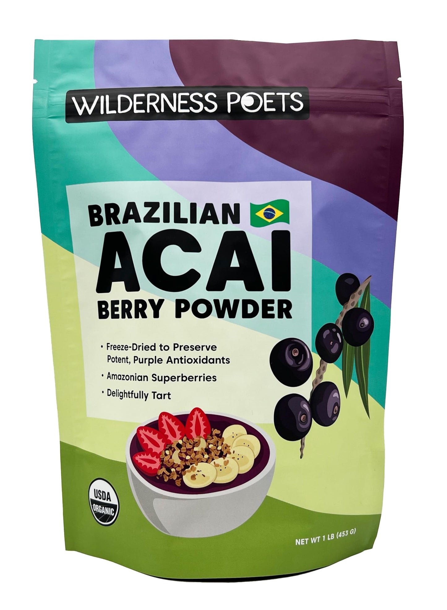 Wilderness Poets Organic Freeze Dried Acai Powder 16 Ounce  1 LB