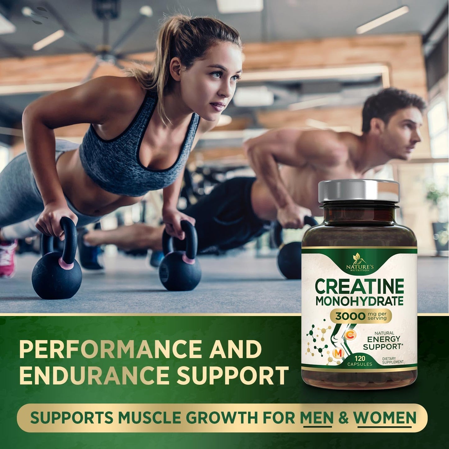 Creatine Monohydrate Capsules 3,000mg Micronized Creatine Supplement Support for Lean Muscle Strength & Endurance, Creatine Pills for Women & Men, Unflavored Tablets Non-GMO Gluten Free - 120 Capsules