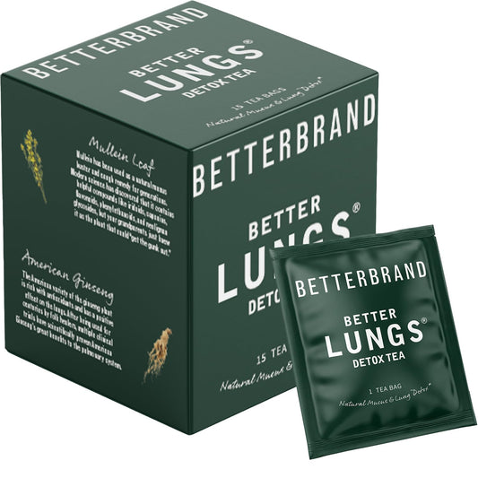 Betterbrand BetterLungs Detox Tea - Herbal Tea for Respiratory Support | Mullein Leaf & Herbal Blend for Lung Health & Wellness | Caffeine-Free | 15 Tea Bags