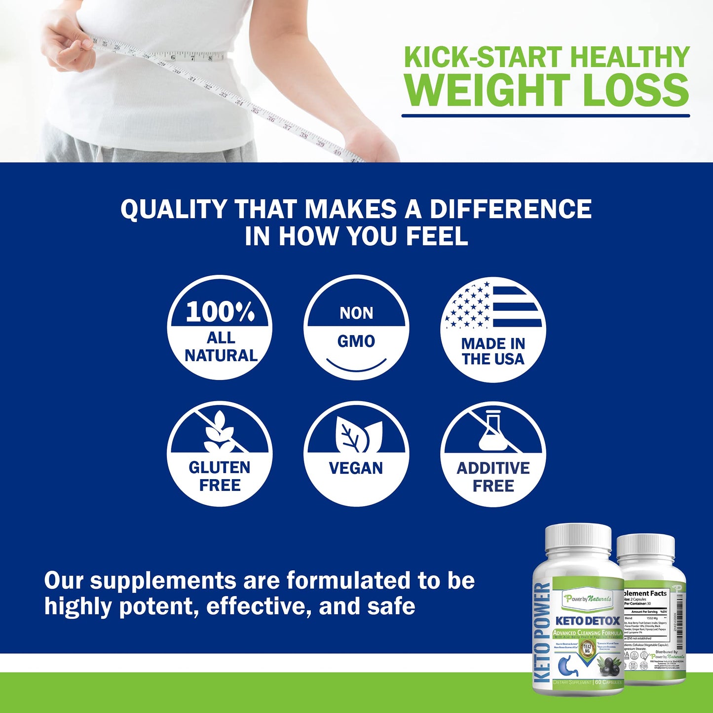 Power By Naturals Keto Detox & Support - Herbal Blend for Energy & Digestive Balance - 60 Capsules