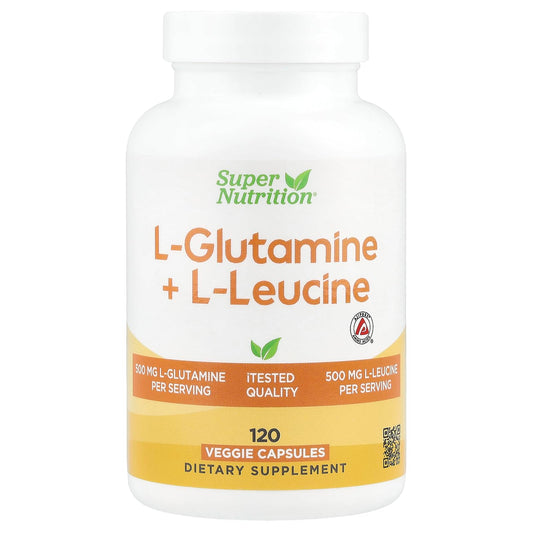 Super Nutrition L-Glutamine + L-Leucine, 120 Veggie Capsules