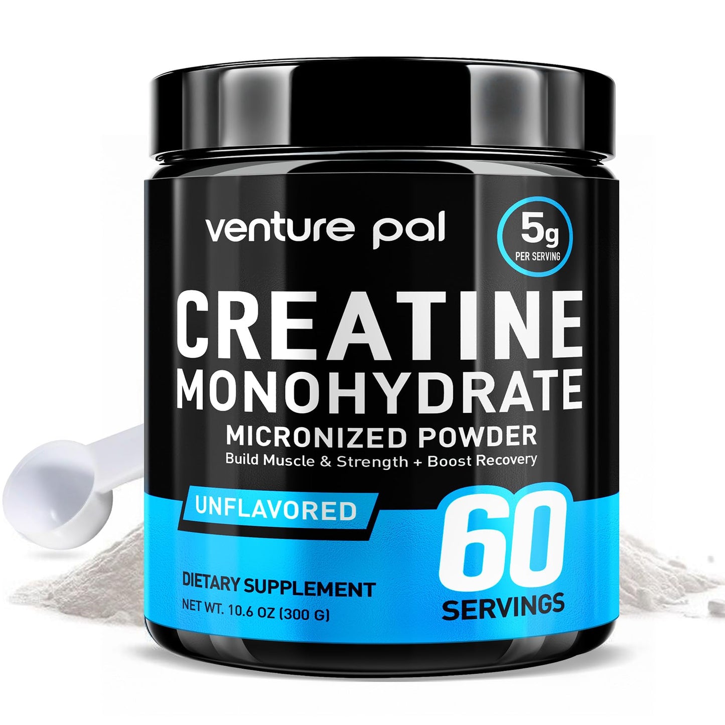 Venture Pal Micronized Creatine Powder - Unflavored, 5g per Serving, 60 Servings, Muscle & Energy Support for Men & Women, 10.6oz