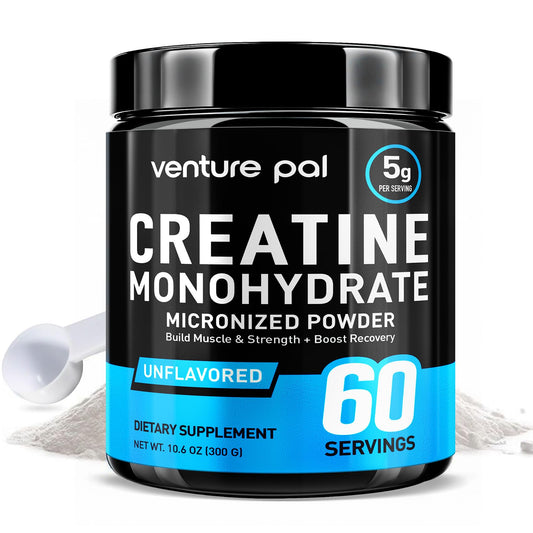 Venture Pal Micronized Creatine Powder - Unflavored, 5g per Serving, 60 Servings, Muscle & Energy Support for Men & Women, 10.6oz