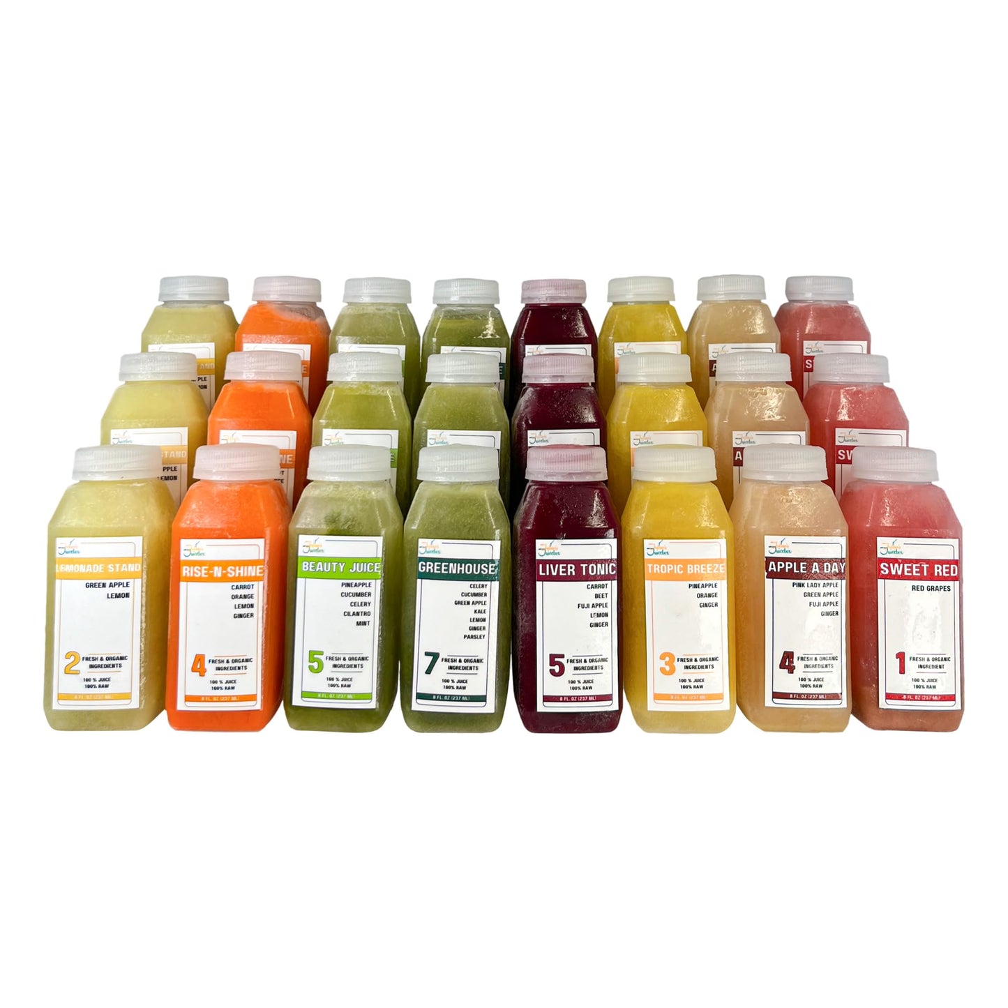 3 Day Juice Cleanse by Julian's Juicebox - Lose Weight, Curve Cravings & Reboot Your System - Great for Kids too!, 3 Day Cleanse (24 Bottles)