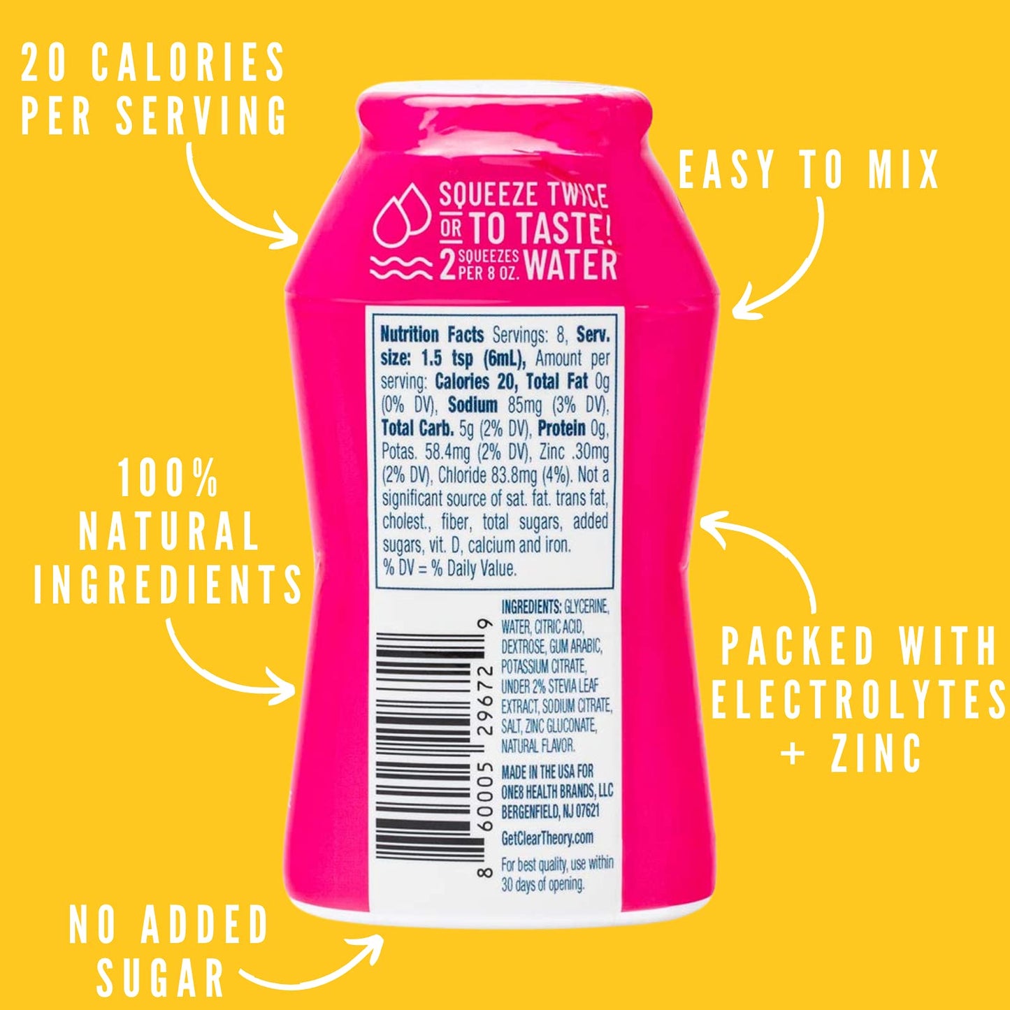 Clear Theory Water Flavoring Drops with Electrolytes Water Enhancer Liquid Flavored Water Drink Mix Hydration for Kids Vegan Gluten Free Low Calorie Watermelon Berry 4 Pack 162 Fl Oz Bottles