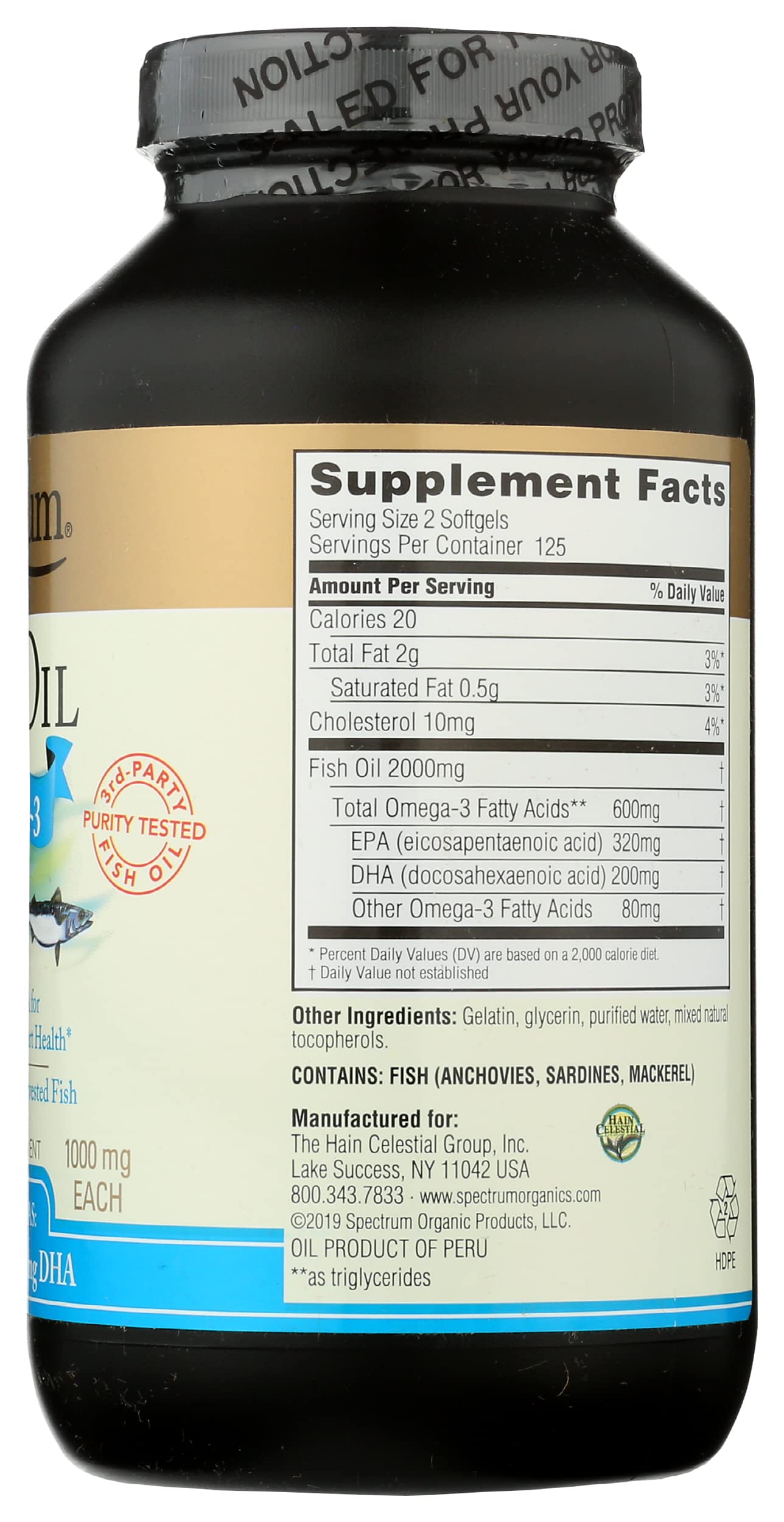 Spectrum Essentials Softgels, Fish Oil Omega-3, 1000 mg, 250 Count